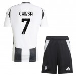 Günstige Fußballtrikots Juventus Chiesa 7 Kinder Heimtrikot 2024-25 Kurzarm